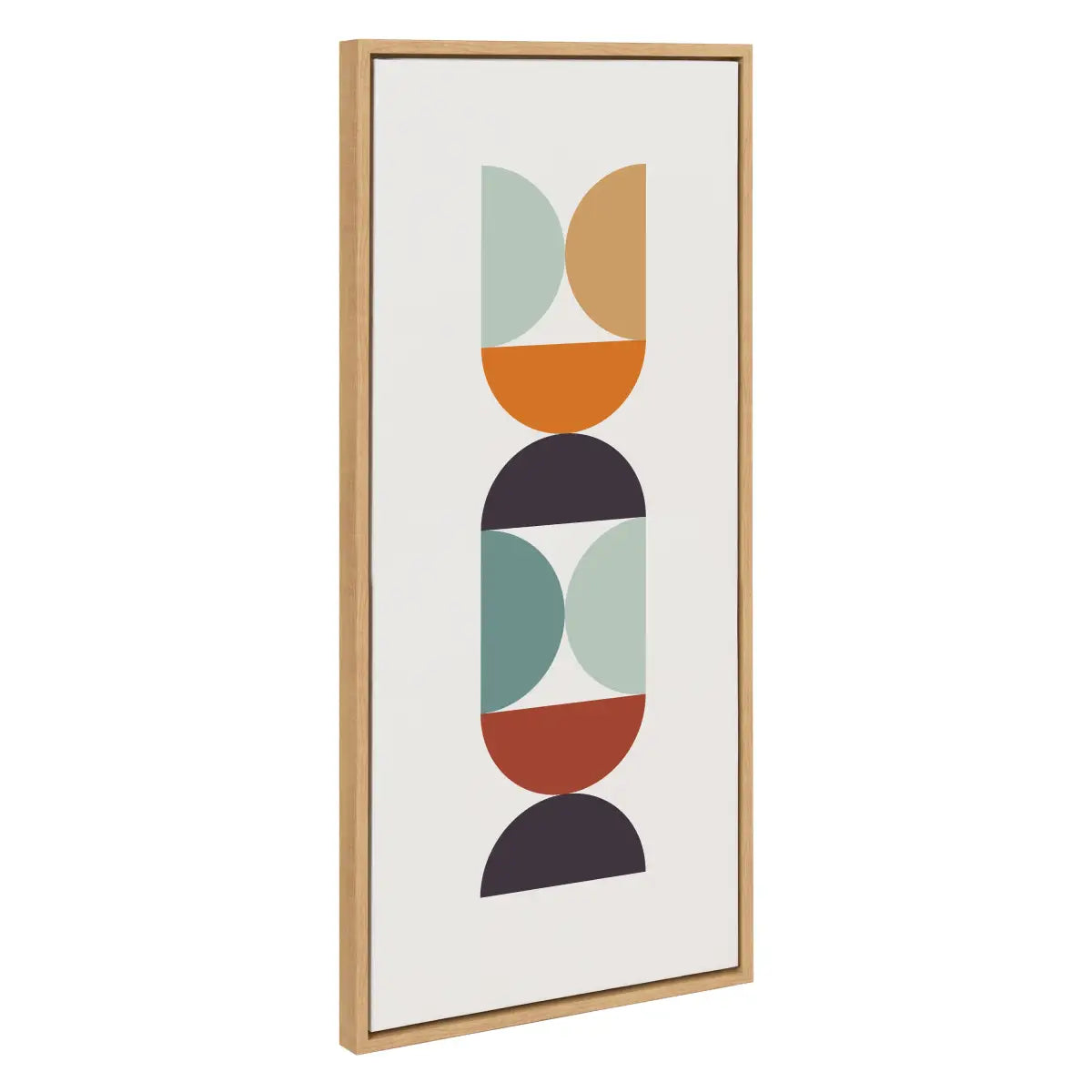 Framed Canvas - Circles and Curves Retro Color - Natural / 18x40 - kateandlaurel