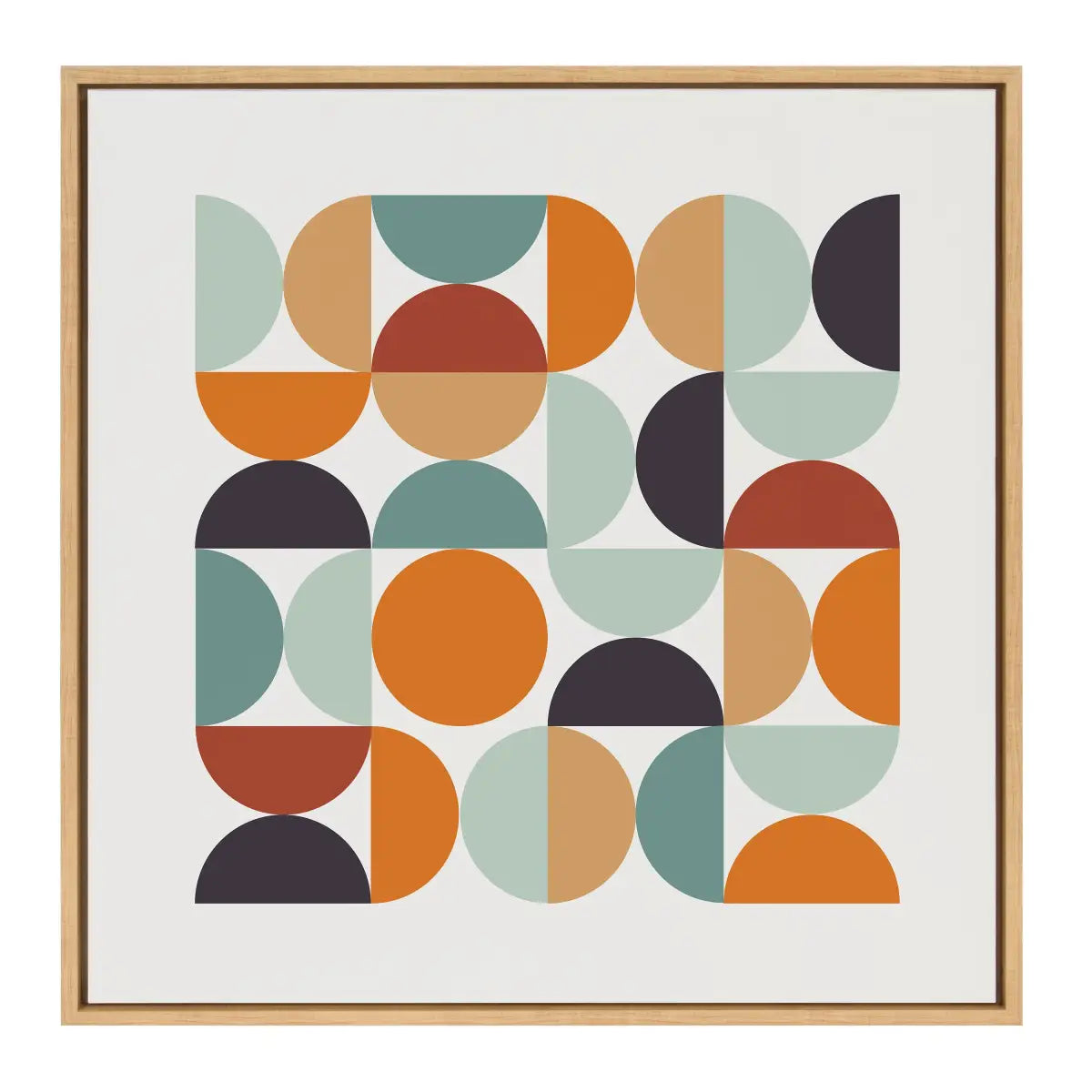 Framed Canvas - Circles and Curves Retro Color - kateandlaurel