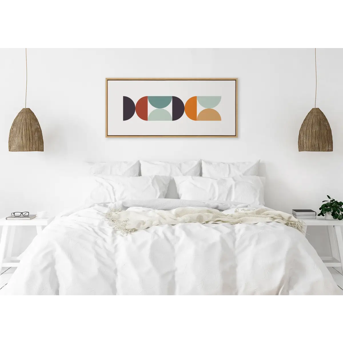 Framed Canvas - Circles and Curves Retro Color - kateandlaurel
