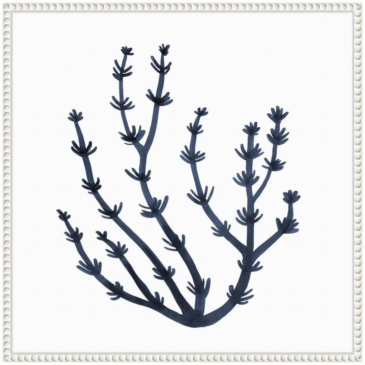 Coastal Coral Seaweed Botanical Framed Canvas - kateandlaurel