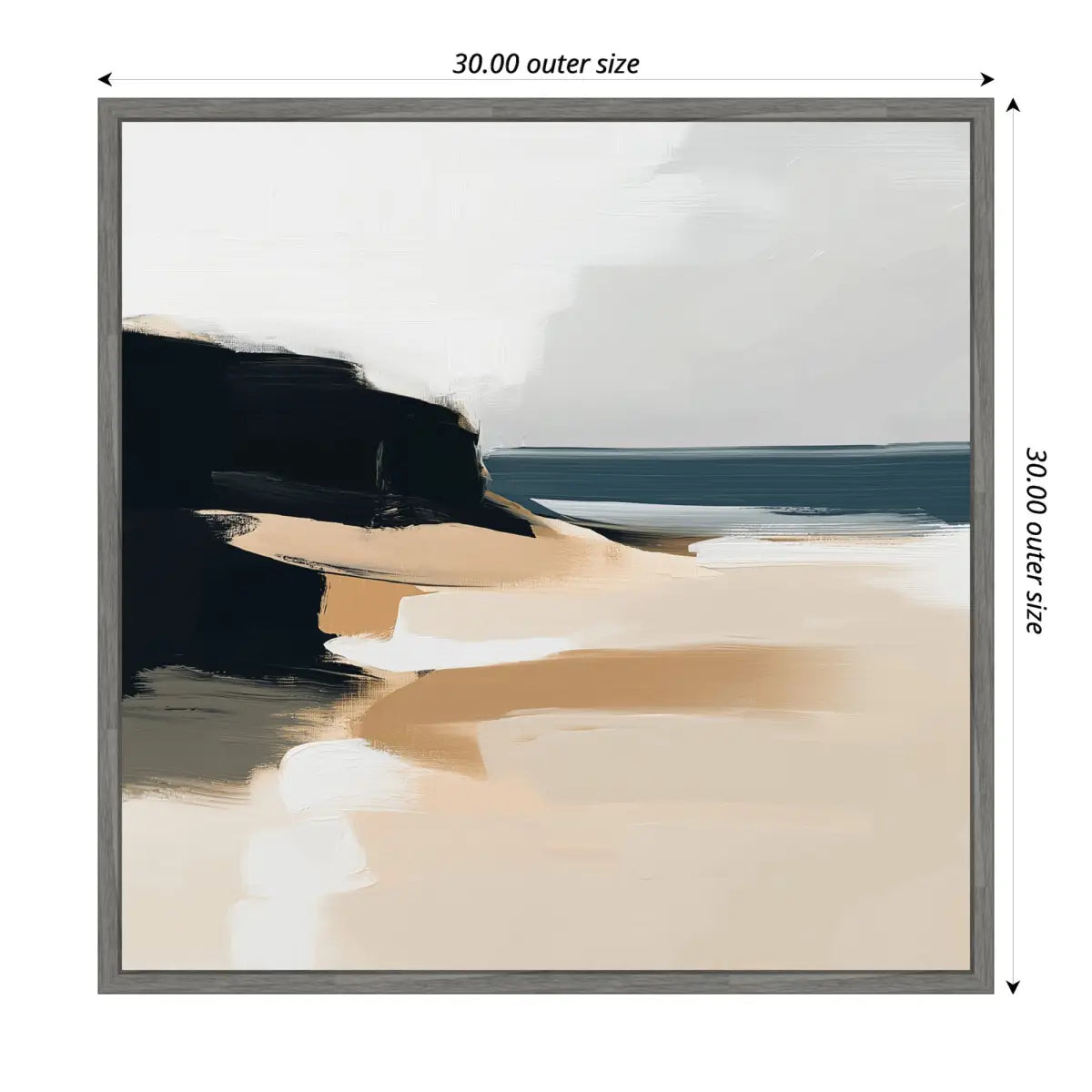 Framed Canvas Art - Coastal Sand Modern Abstract Landscape - kateandlaurel
