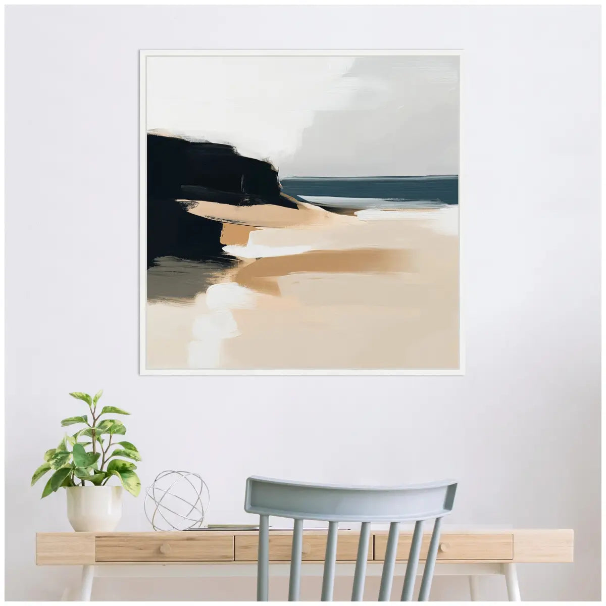 Framed Canvas Art - Coastal Sand Modern Abstract Landscape - kateandlaurel