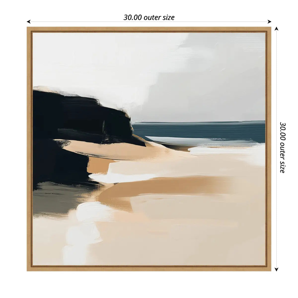 Framed Canvas Art - Coastal Sand Modern Abstract Landscape - kateandlaurel