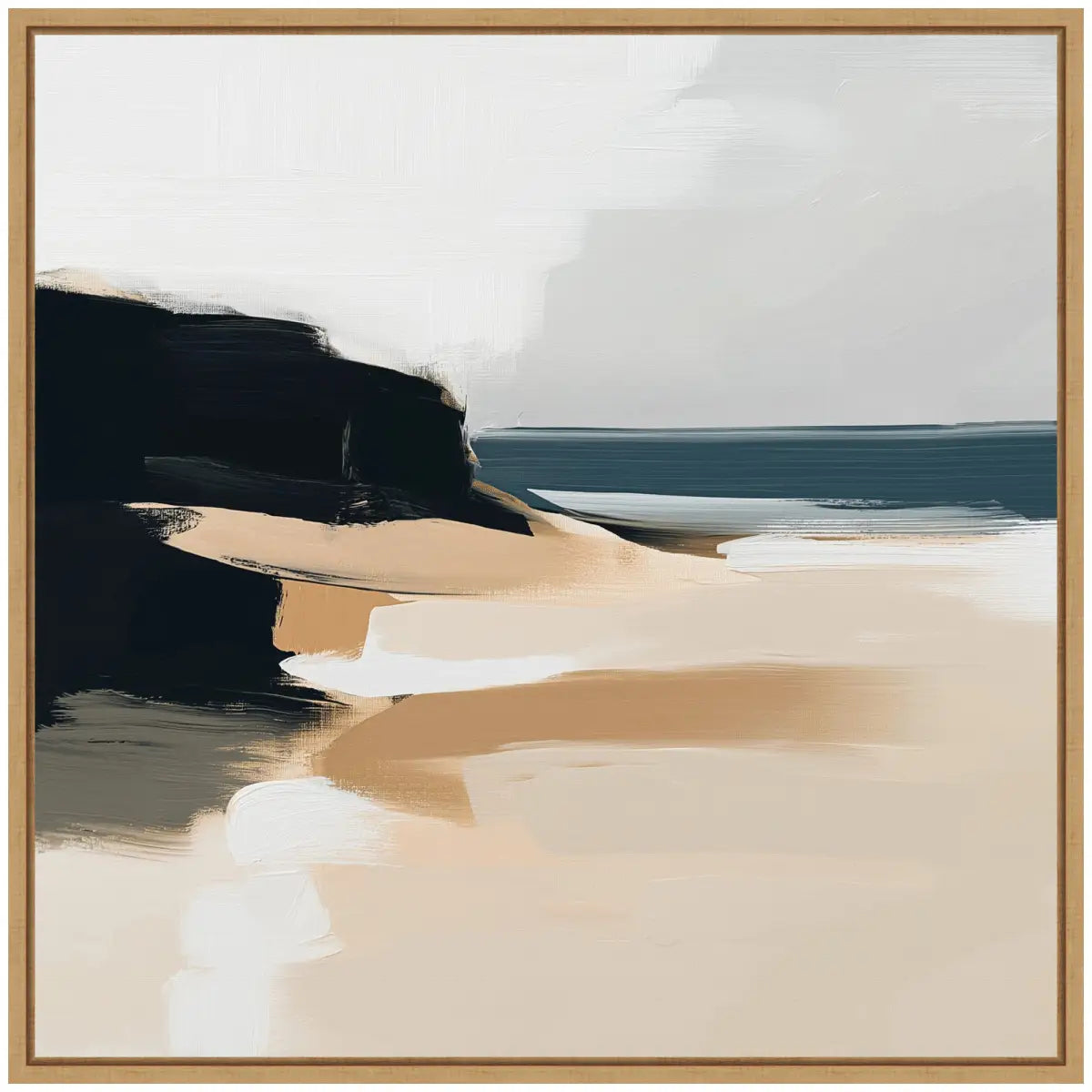 Framed Canvas Art - Coastal Sand Modern Abstract Landscape - kateandlaurel