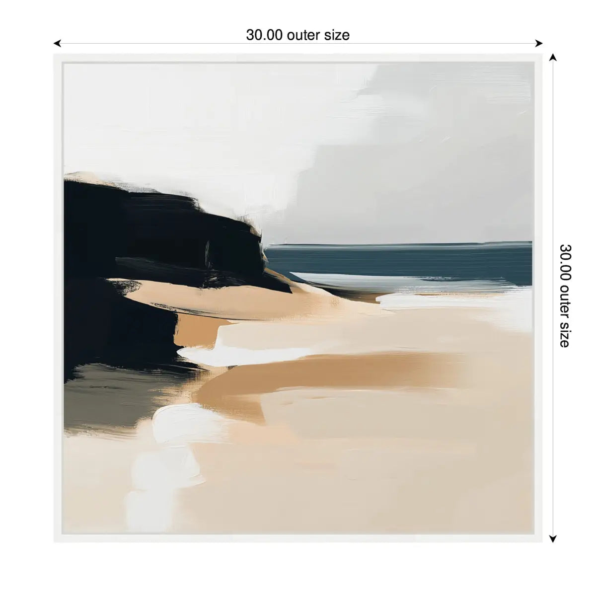 Framed Canvas Art - Coastal Sand Modern Abstract Landscape - kateandlaurel