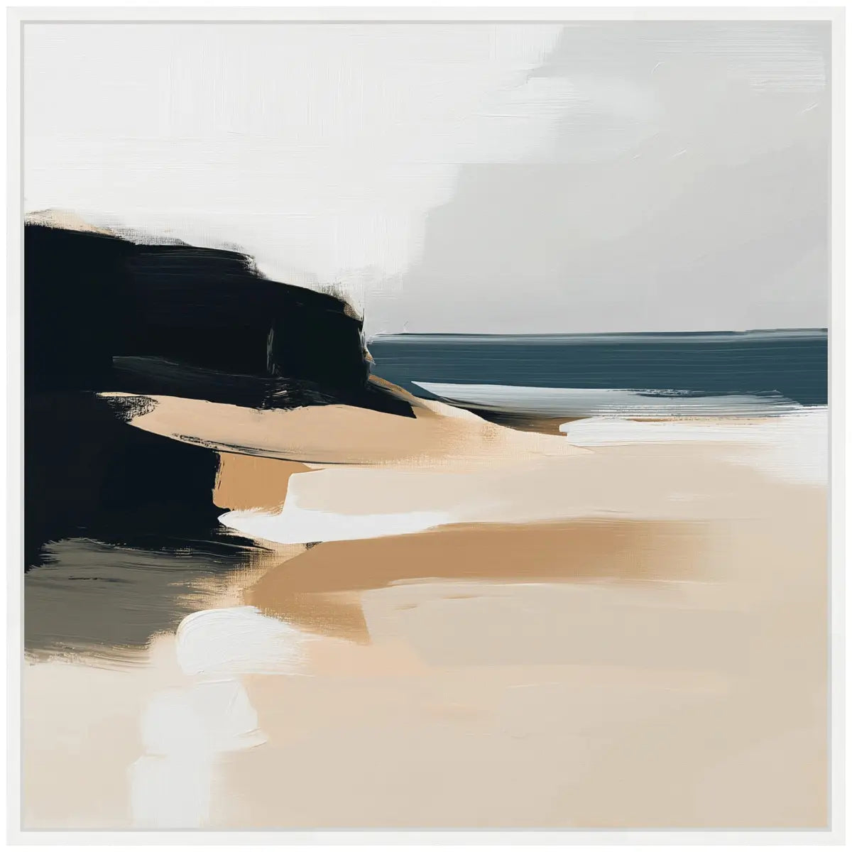 Framed Canvas Art - Coastal Sand Modern Abstract Landscape - kateandlaurel