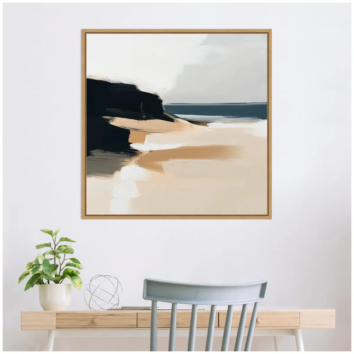 Framed Canvas Art - Coastal Sand Modern Abstract Landscape - kateandlaurel