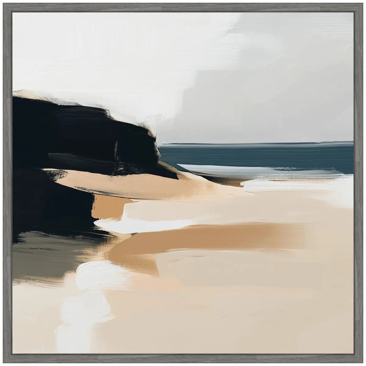 Framed Canvas Art - Coastal Sand Modern Abstract Landscape - kateandlaurel
