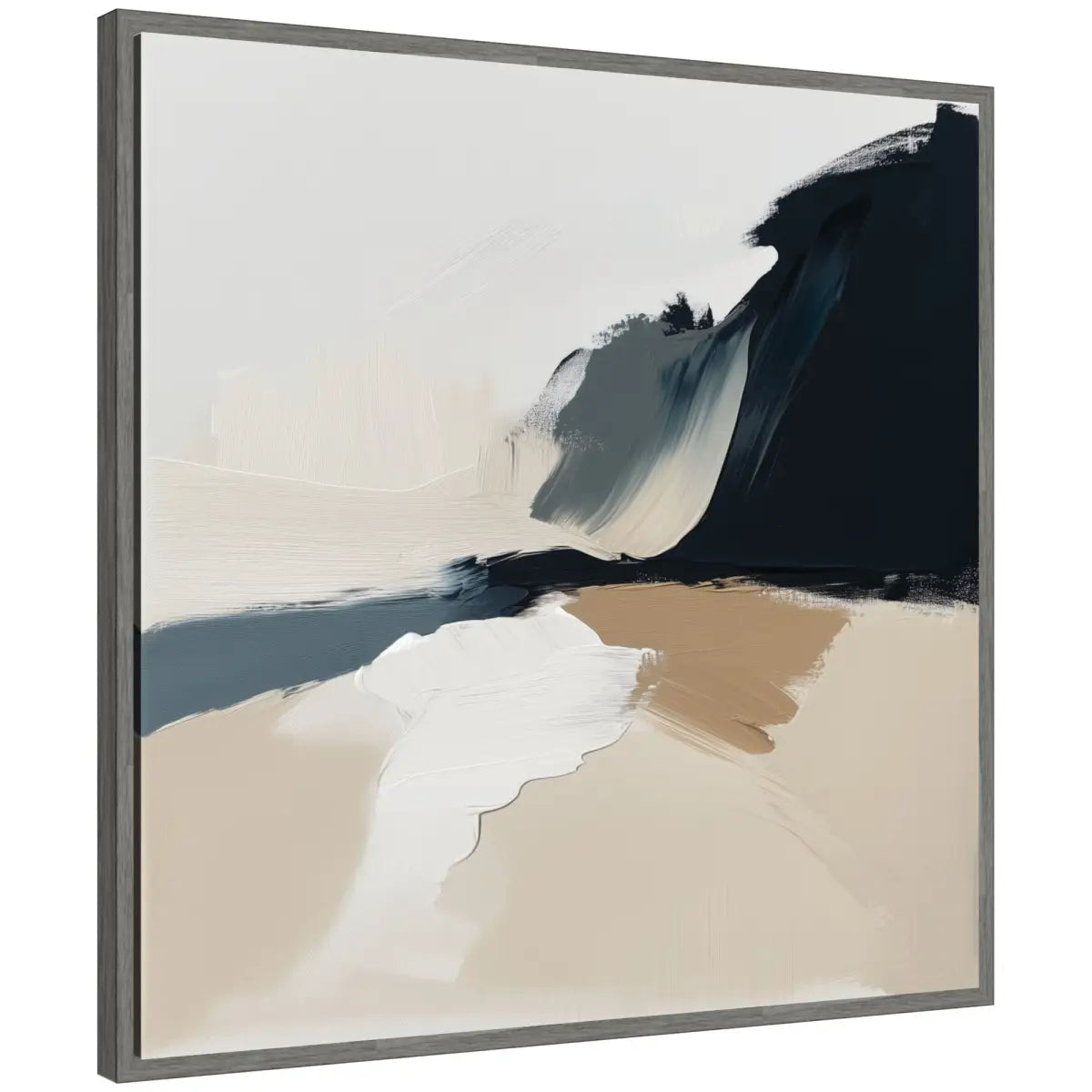 Coastal Sand Modern Abstract Landscape Framed Canvas - Gray - kateandlaurel