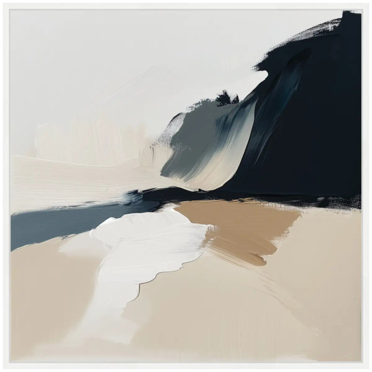 Coastal Sand Modern Abstract Landscape Framed Canvas - kateandlaurel