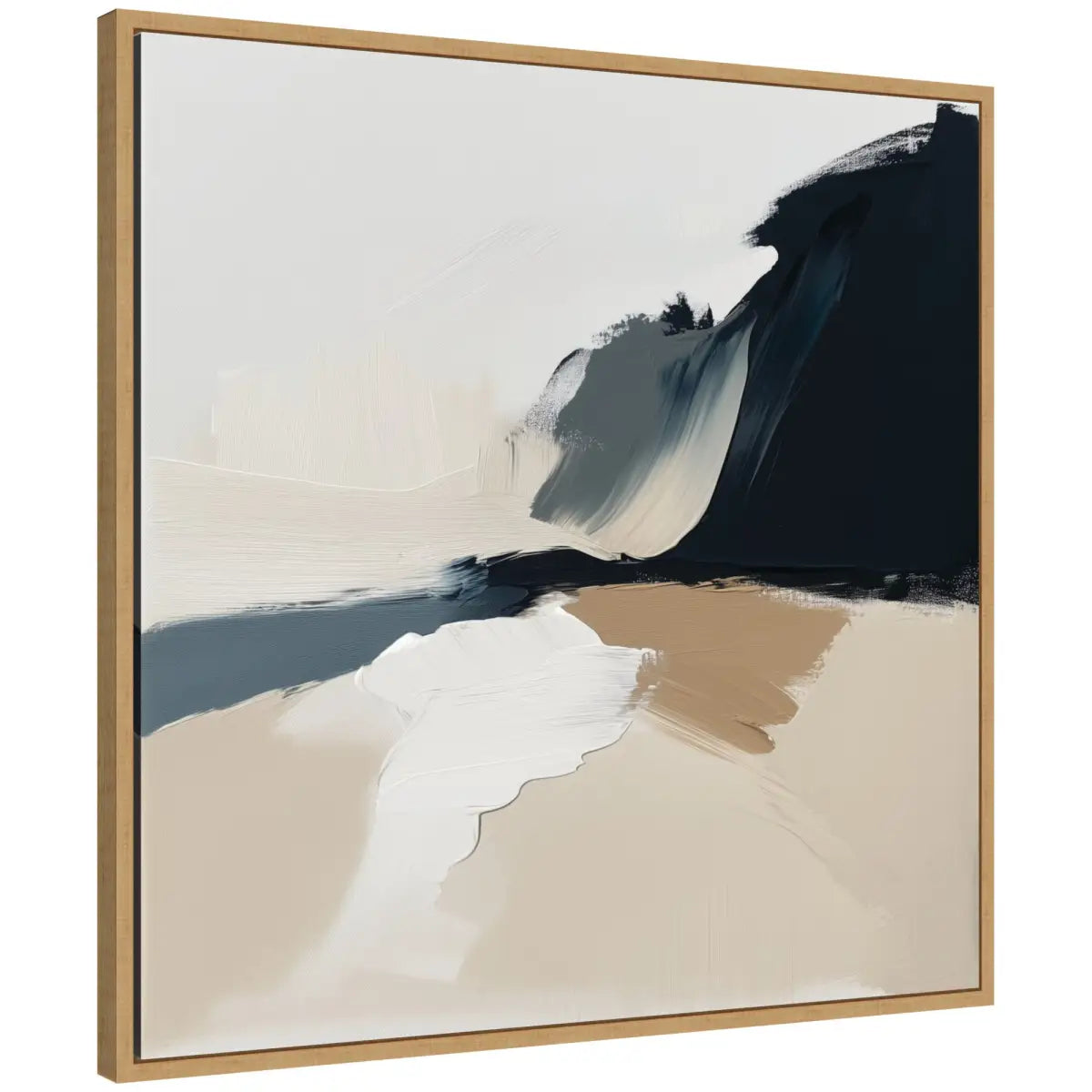 Coastal Sand Modern Abstract Landscape Framed Canvas - Natural - kateandlaurel