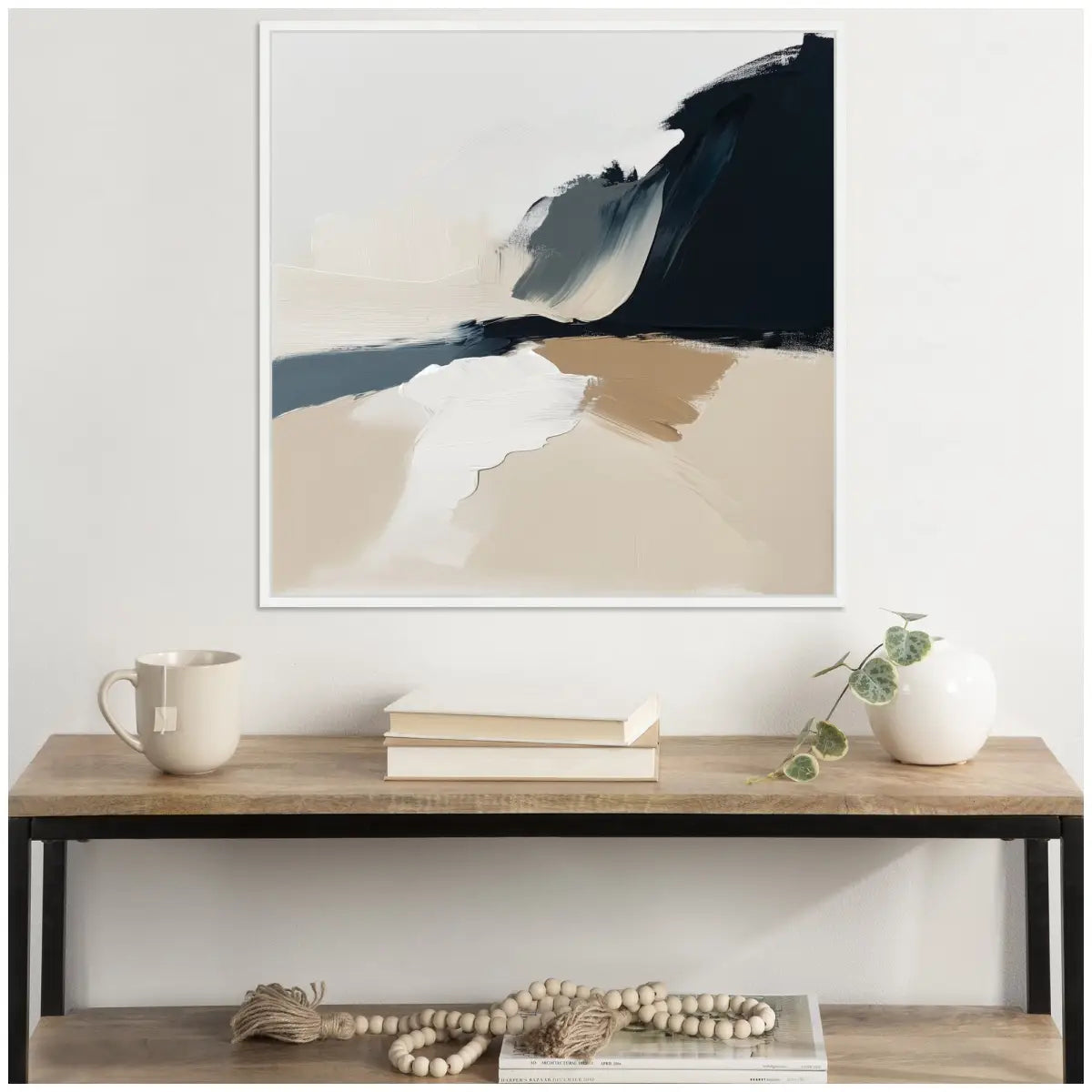 Coastal Sand Modern Abstract Landscape Framed Canvas - kateandlaurel