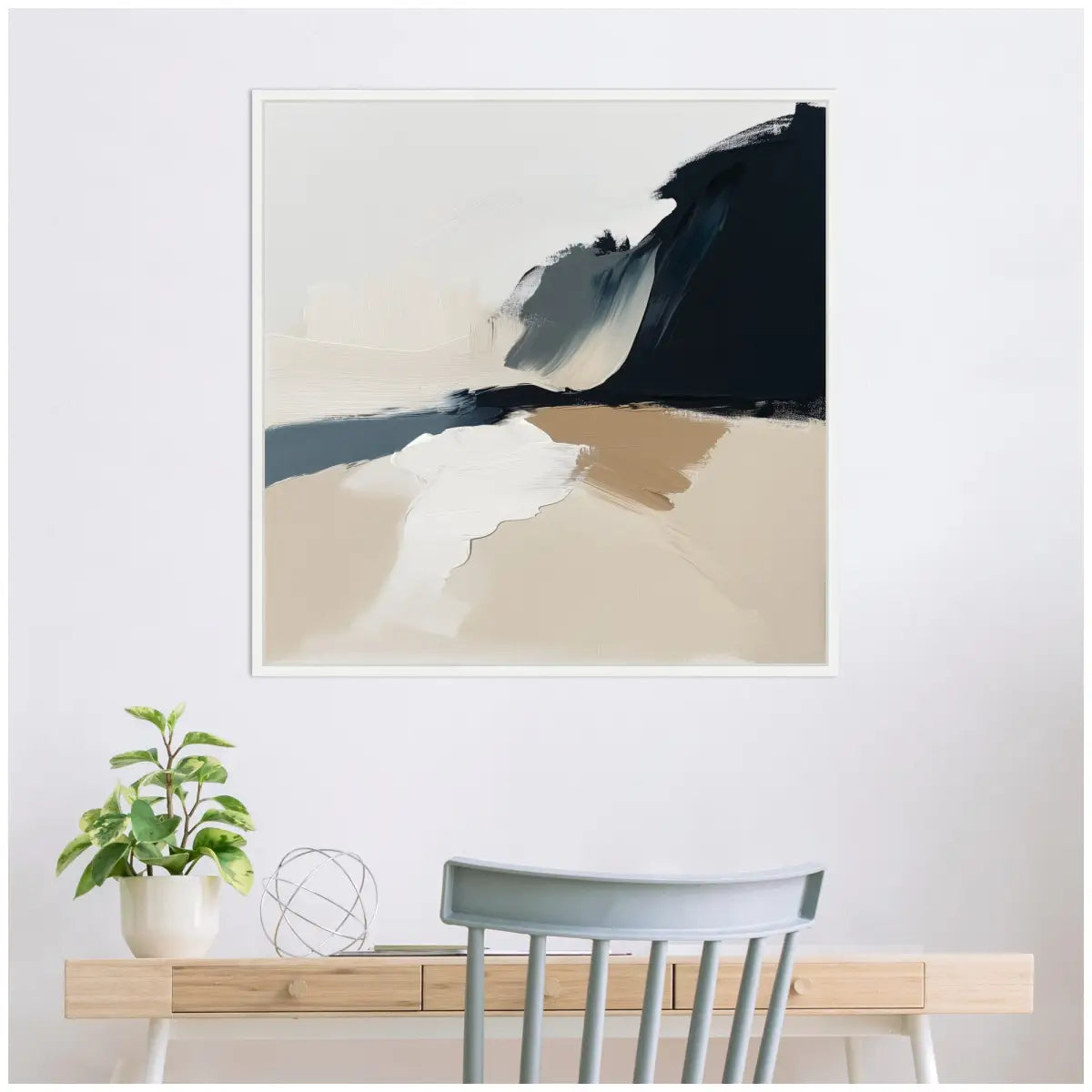 Coastal Sand Modern Abstract Landscape Framed Canvas - kateandlaurel