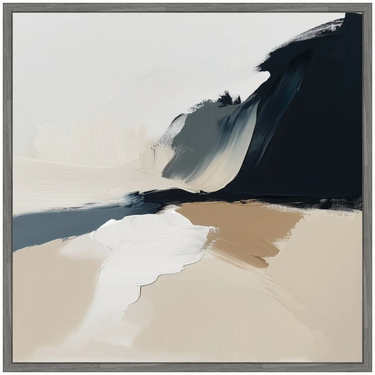 Coastal Sand Modern Abstract Landscape Framed Canvas - kateandlaurel