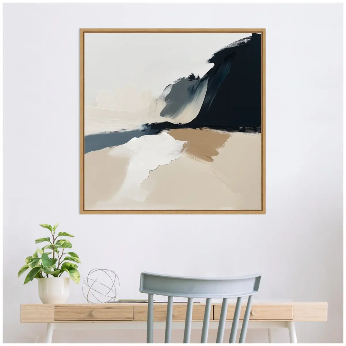 Coastal Sand Modern Abstract Landscape Framed Canvas - kateandlaurel