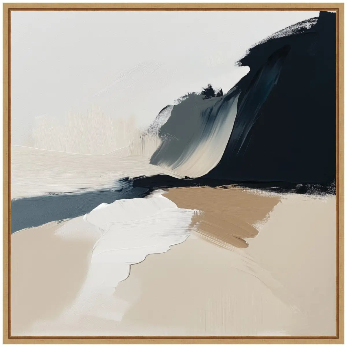 Coastal Sand Modern Abstract Landscape Framed Canvas - kateandlaurel