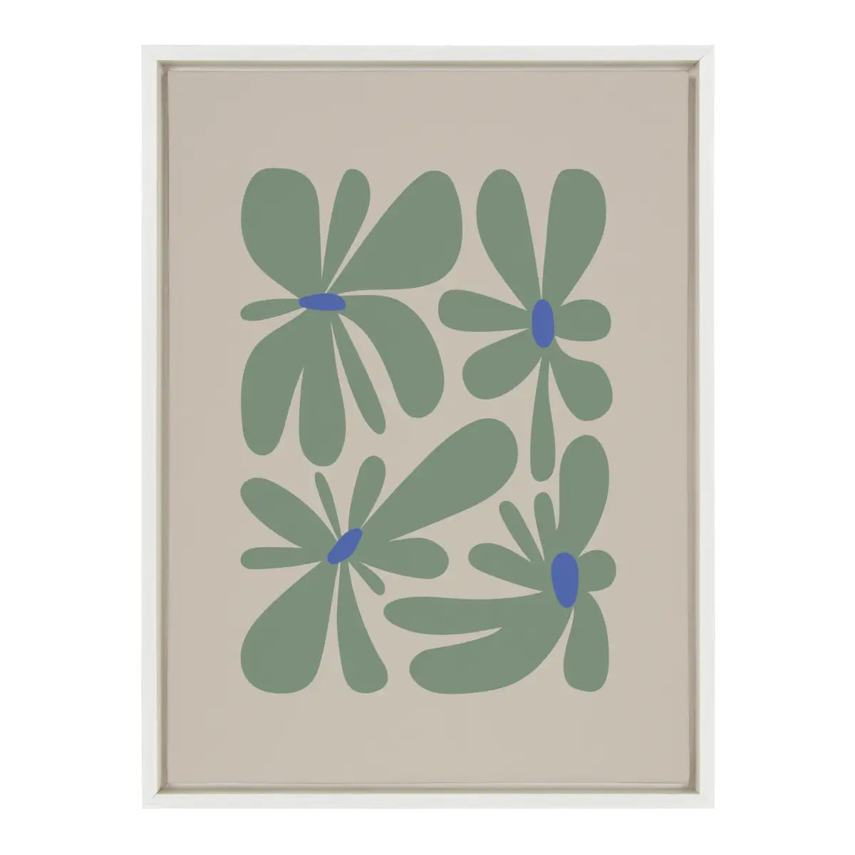 Framed Canvas - Colorful Abstract Retro Floral Groovy Green - White / 18x24 - kateandlaurel