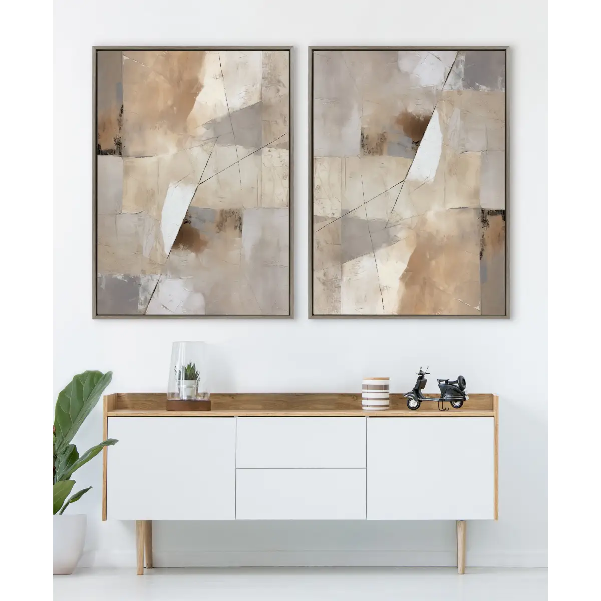 Framed Canvas Art - Contemporary Neutral Textured Abstract - kateandlaurel