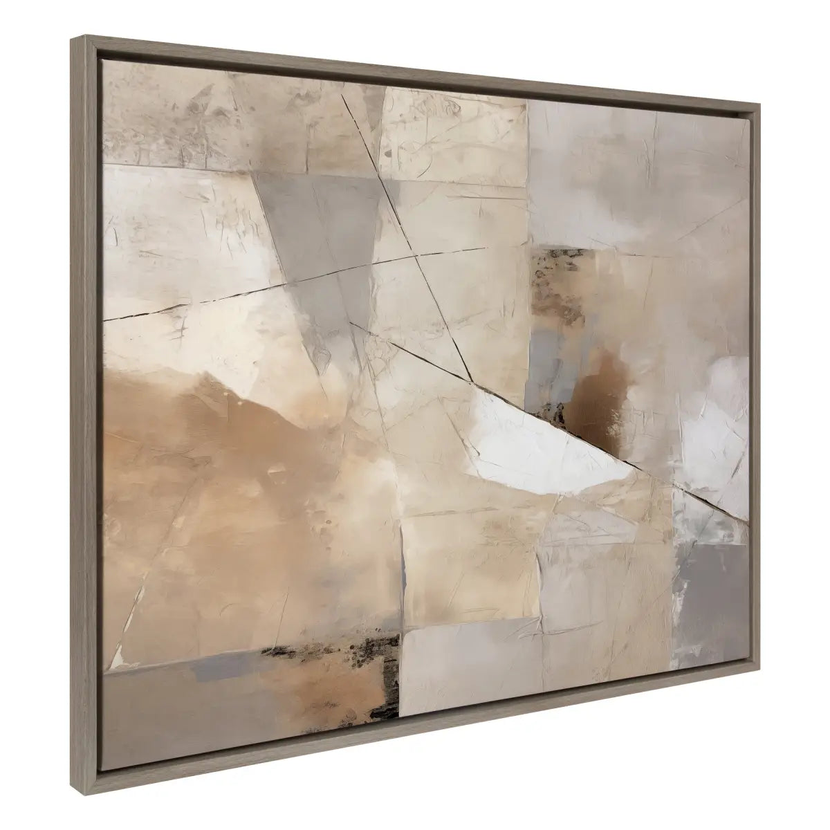 Framed Canvas Art - Contemporary Neutral Textured Abstract - Gray / 31.5x41.5 - kateandlaurel