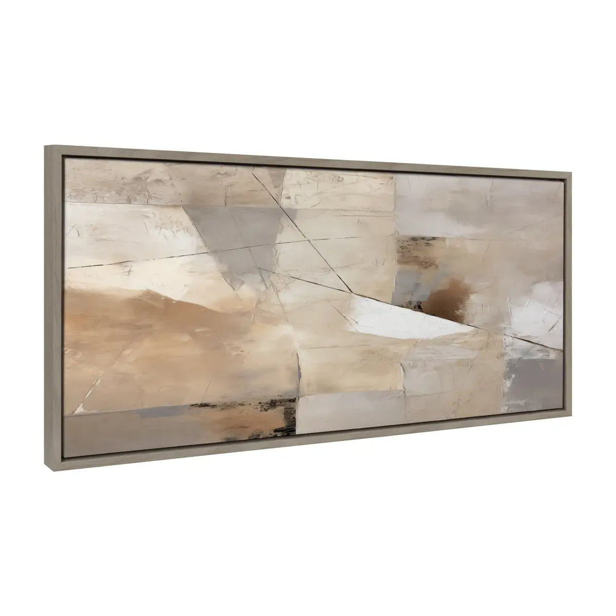 Framed Canvas Art - Contemporary Neutral Textured Abstract - Gray / 18x40 - kateandlaurel