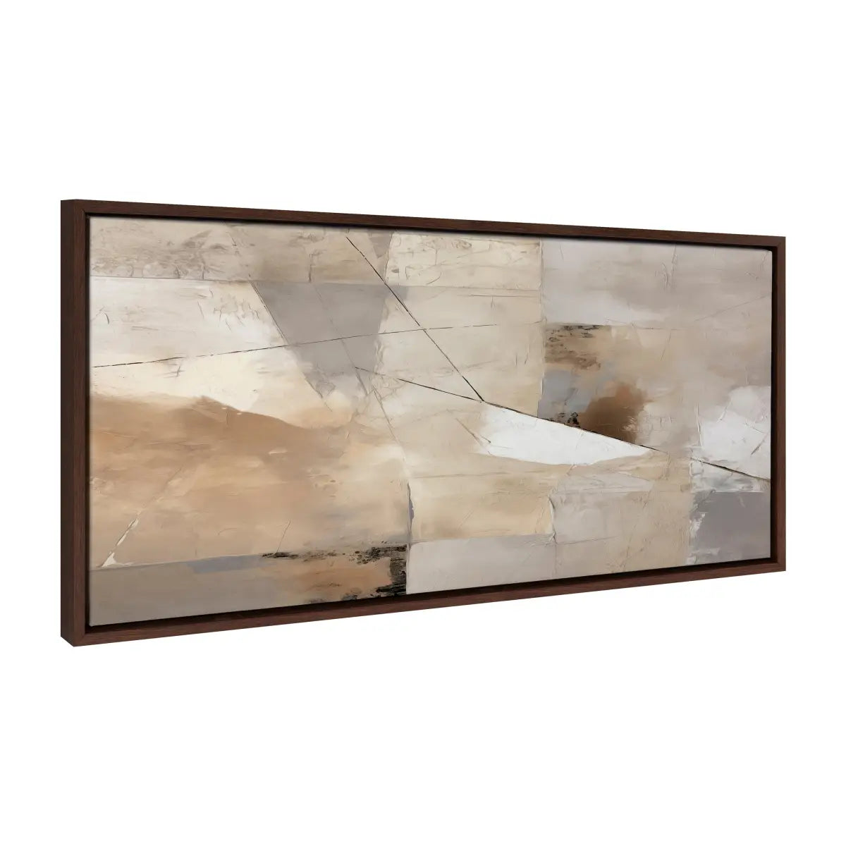 Framed Canvas Art - Contemporary Neutral Textured Abstract - Brown / 18x40 - kateandlaurel
