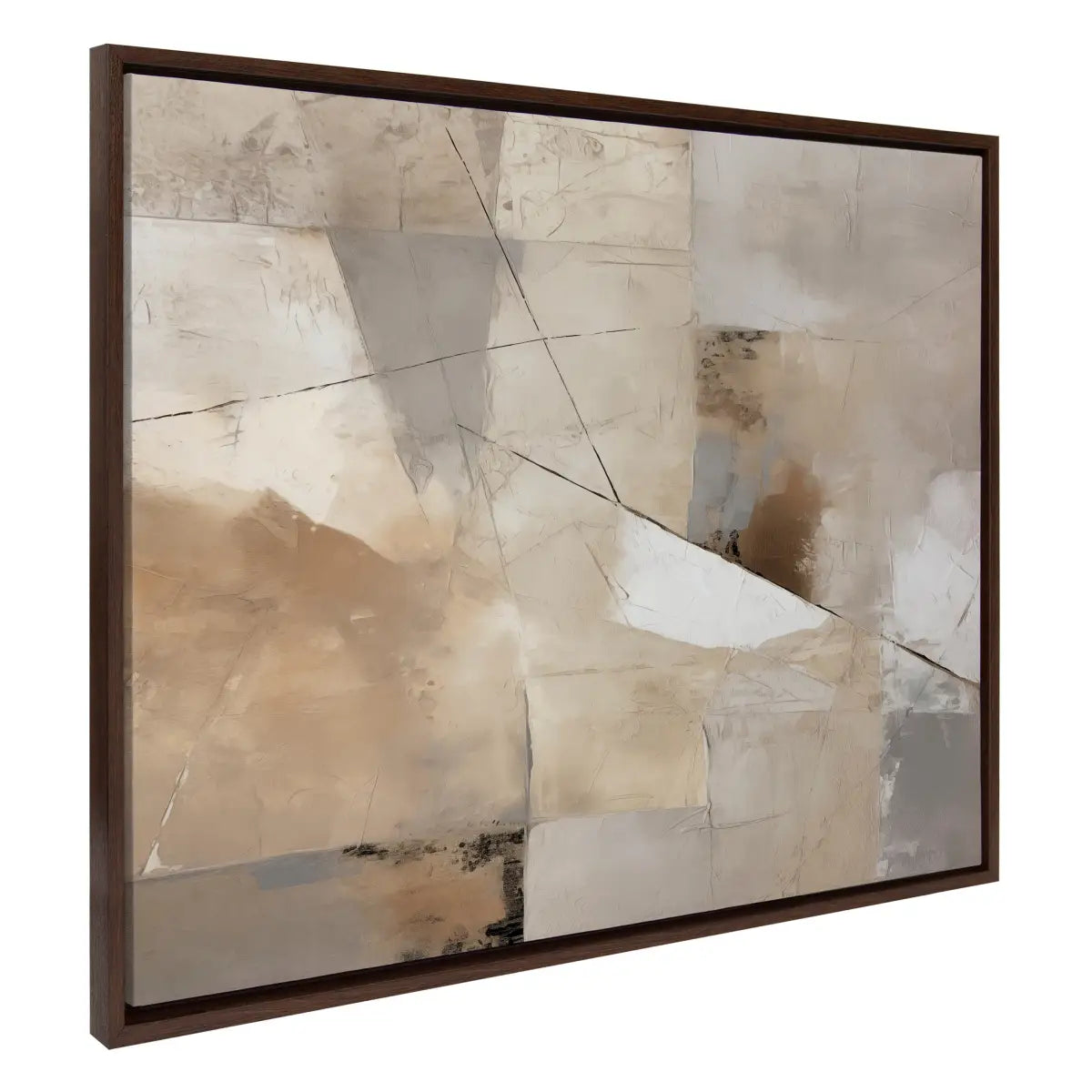 Framed Canvas Art - Contemporary Neutral Textured Abstract - Brown / 31.5x41.5 - kateandlaurel