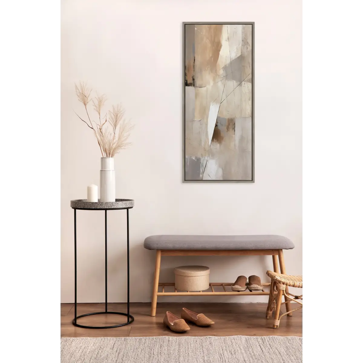 Framed Canvas Art - Contemporary Neutral Textured Abstract - kateandlaurel