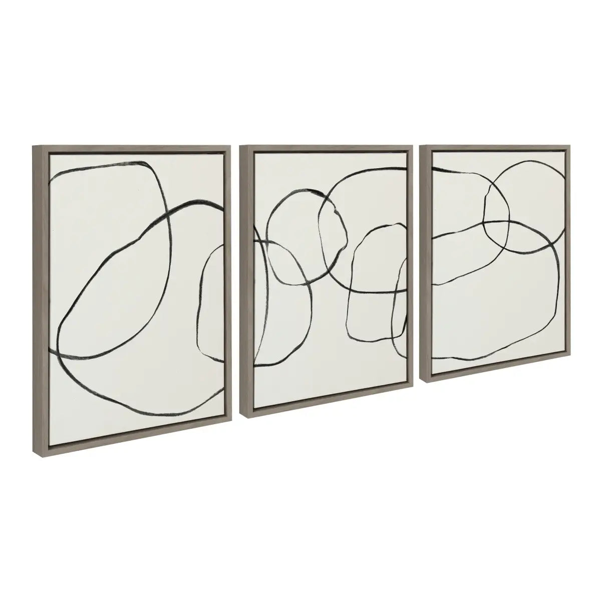 Canvas Art Print Set of 3 - Dancing Circles Black and White - Gray / 3 Piece 18x24 - kateandlaurel