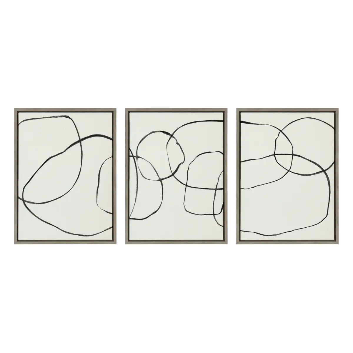 Canvas Art Print Set of 3 - Dancing Circles Black and White - kateandlaurel