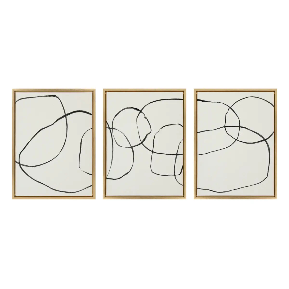 Canvas Art Print Set of 3 - Dancing Circles Black and White - kateandlaurel