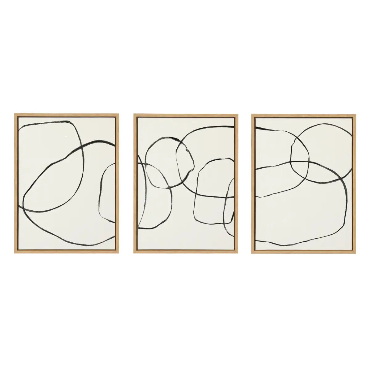 Canvas Art Print Set of 3 - Dancing Circles Black and White - kateandlaurel