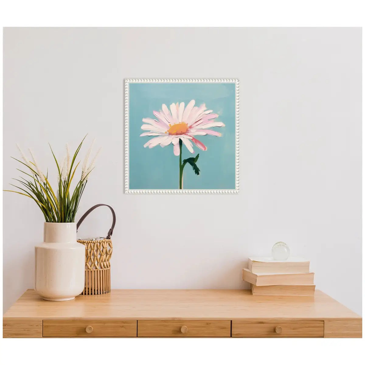 Delicate Daisy Teal Framed Canvas - kateandlaurel