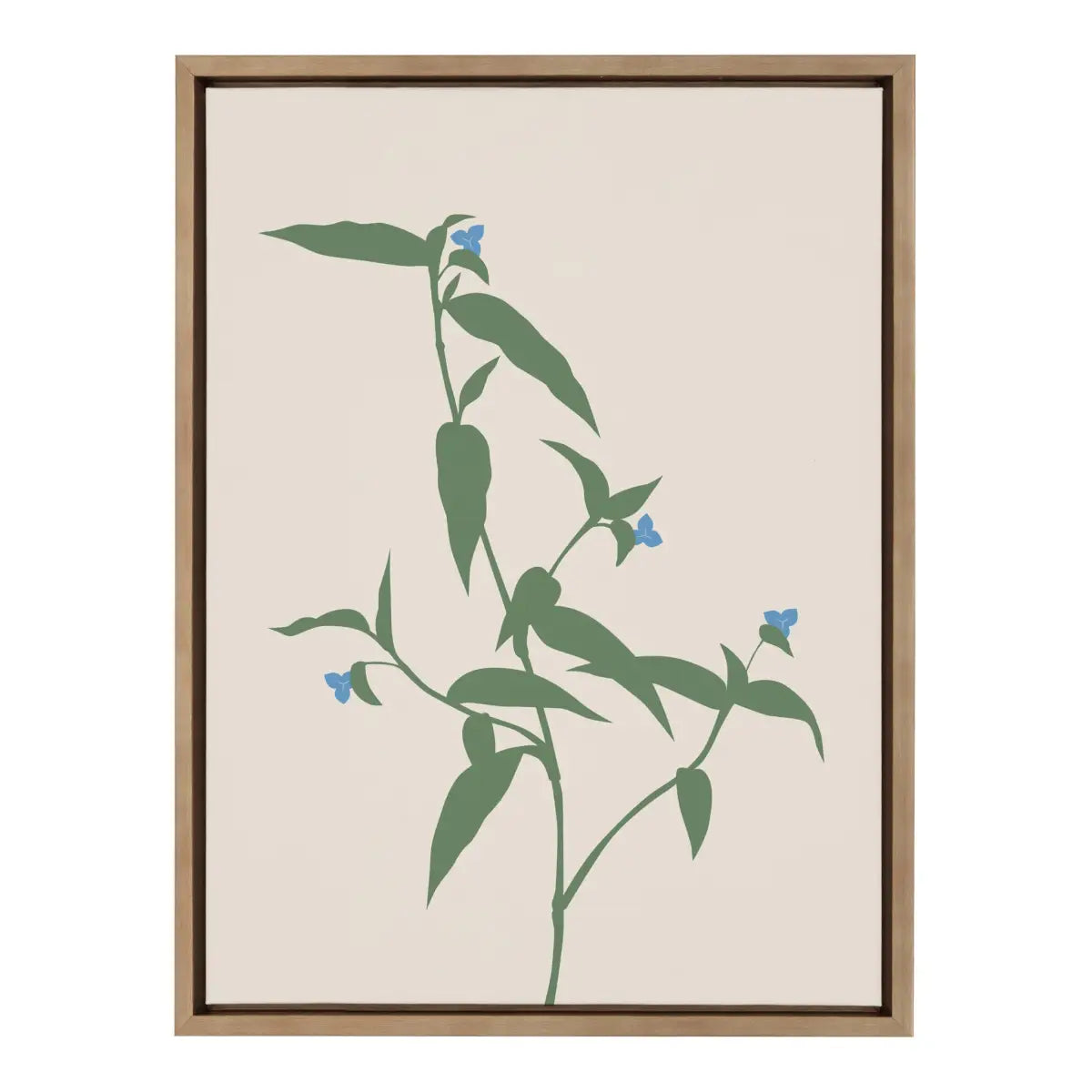 Framed Canvas Art - Delicate Illustrated Blue Wildflowers - Gold / 18x24 - kateandlaurel