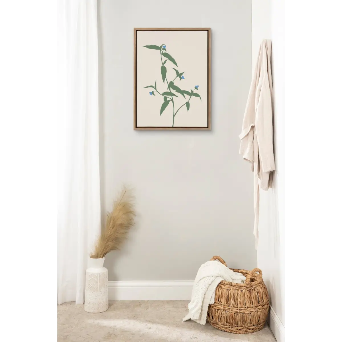 Framed Canvas Art - Delicate Illustrated Blue Wildflowers - Gold / 18x24 - kateandlaurel