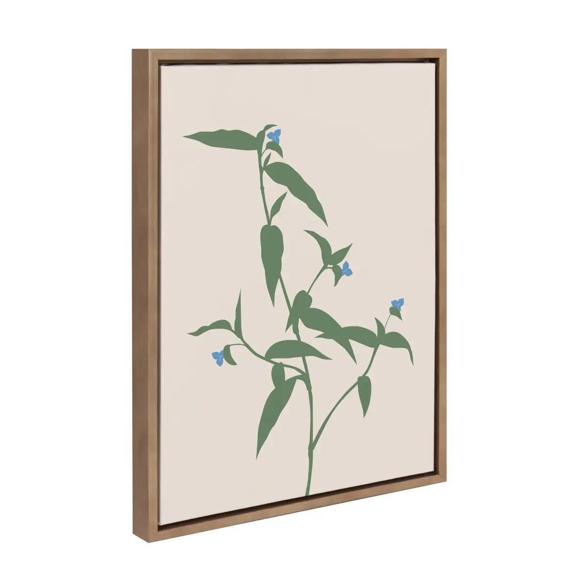 Framed Canvas Art - Delicate Illustrated Blue Wildflowers - Gold / 18x24 - kateandlaurel