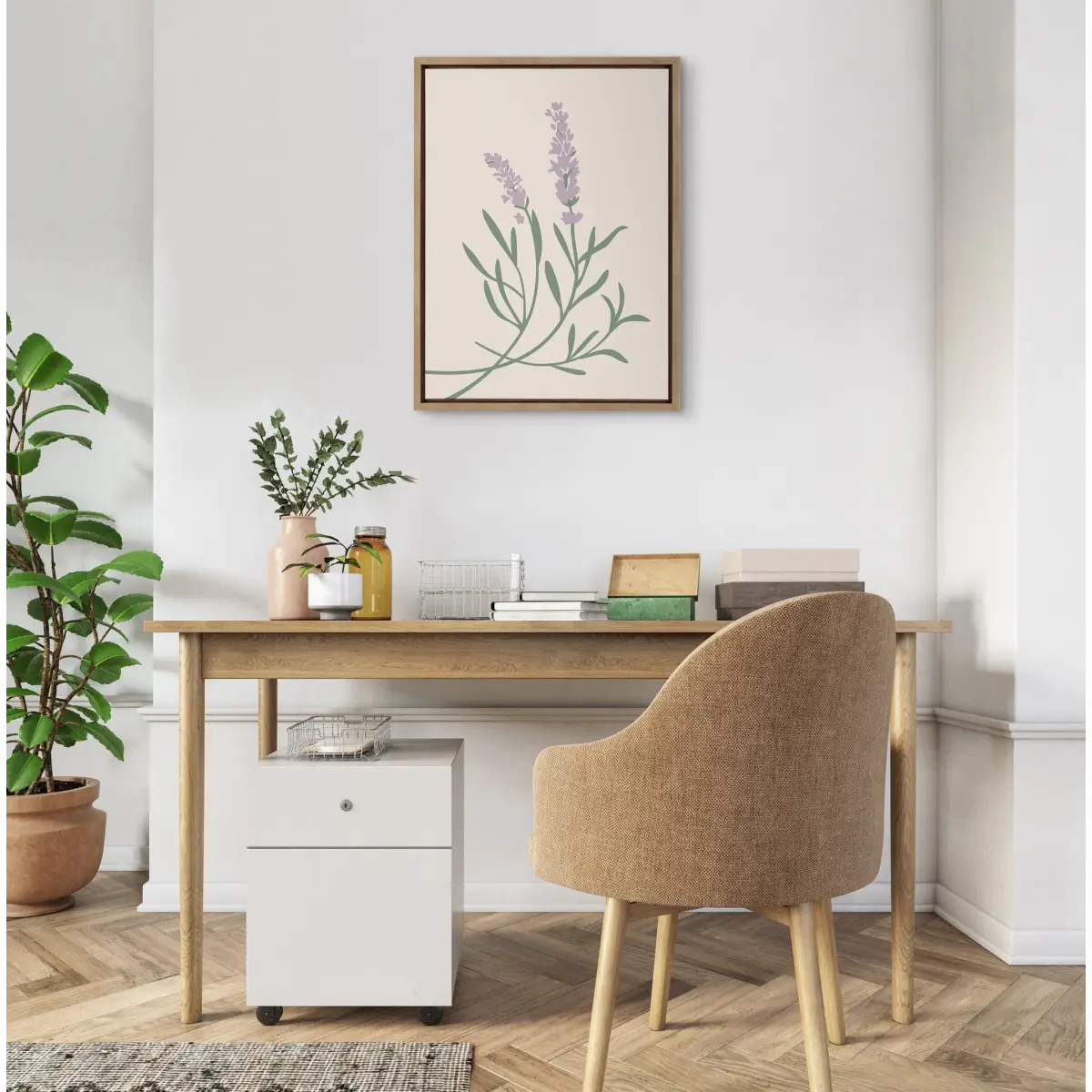 Framed Canvas - Delicate Illustrated Purple Wildflowers - Gold / 18x24 - kateandlaurel