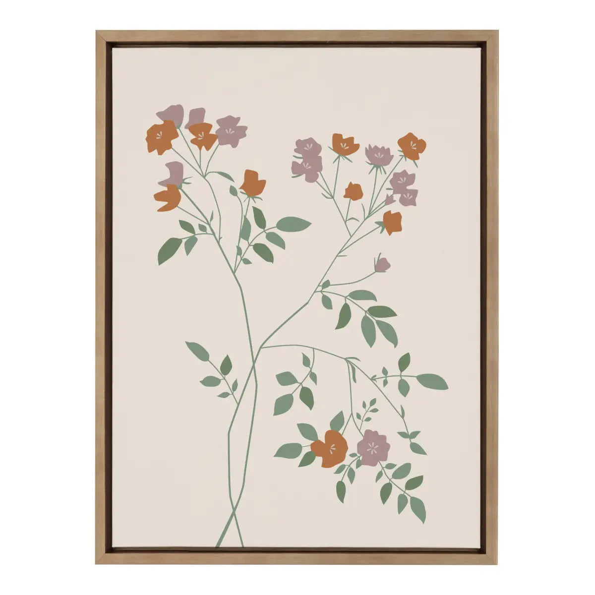 Framed Canvas Art - Delicate Illustrated Red and Purple Wildflowers - Gold / 18x24 - kateandlaurel