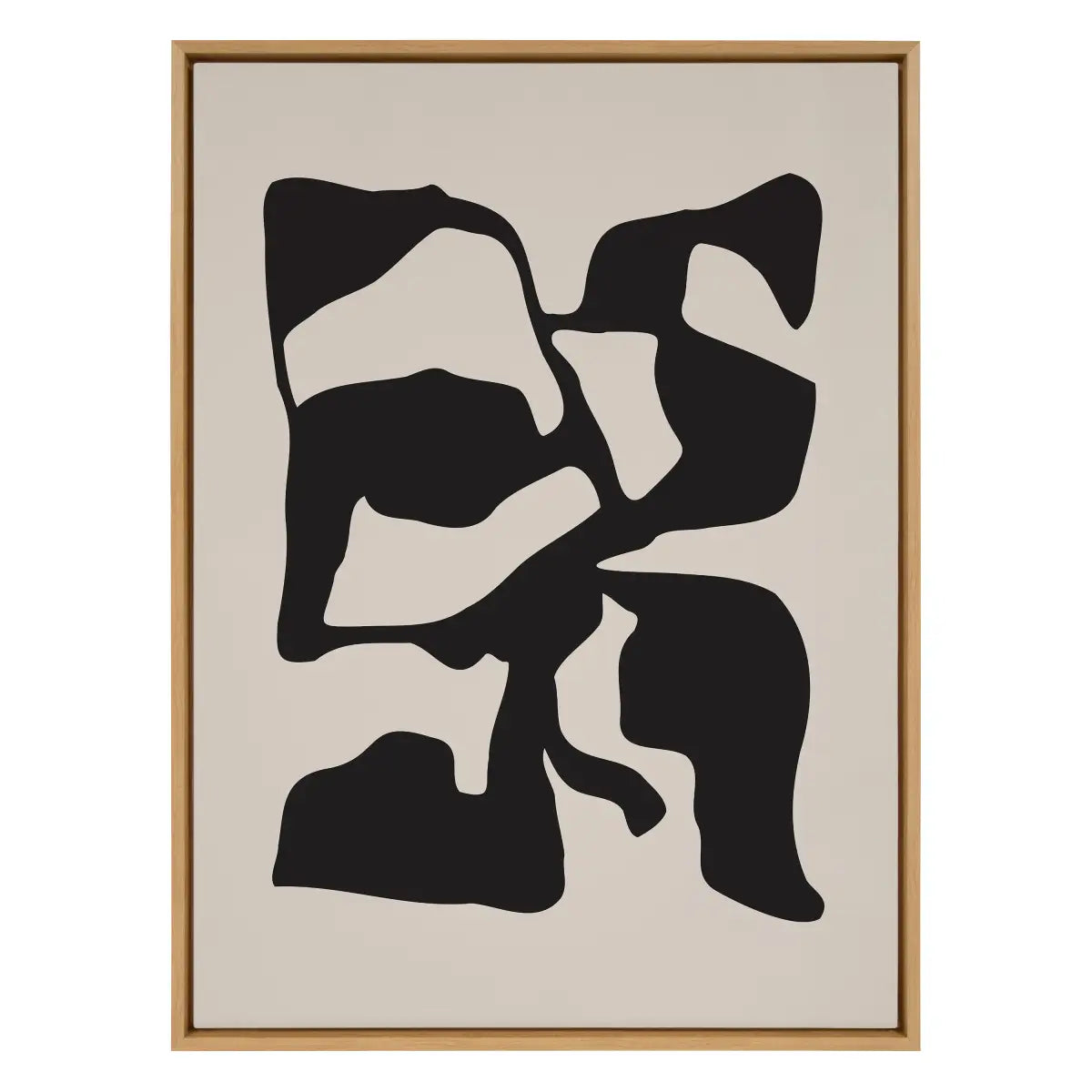 Framed Canvas - Distorted Shapes of Black and Tan - kateandlaurel