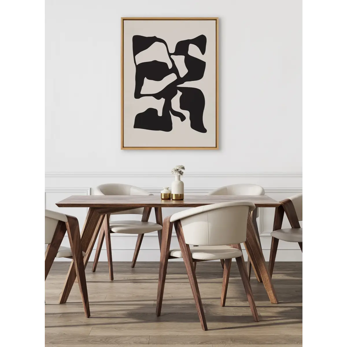 Framed Canvas - Distorted Shapes of Black and Tan - kateandlaurel
