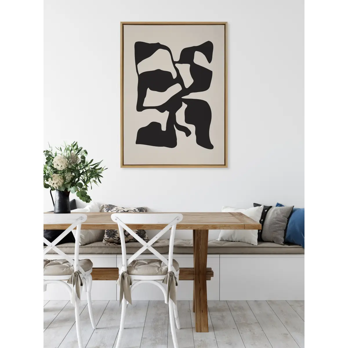 Framed Canvas - Distorted Shapes of Black and Tan - kateandlaurel