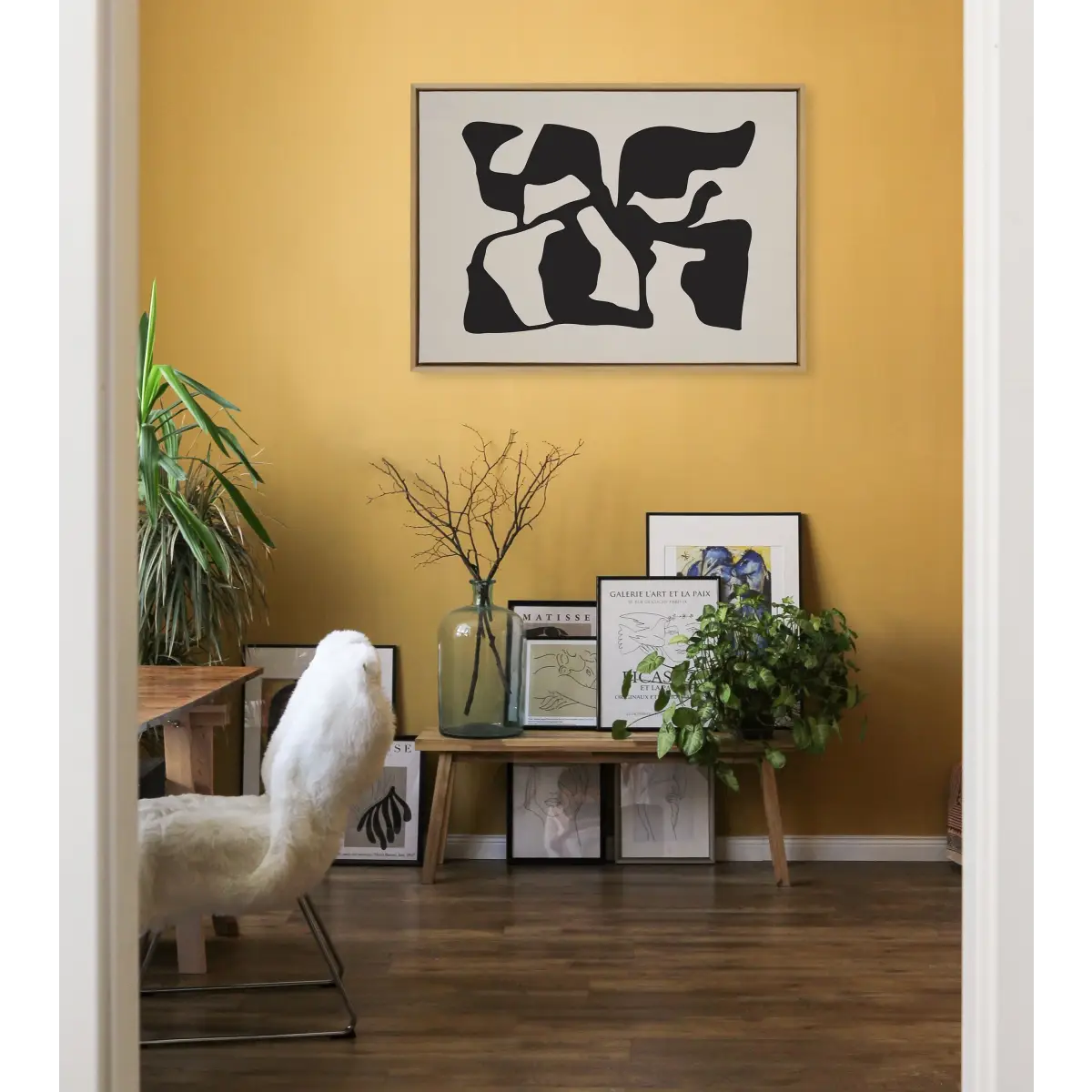 Framed Canvas - Distorted Shapes of Black and Tan - kateandlaurel