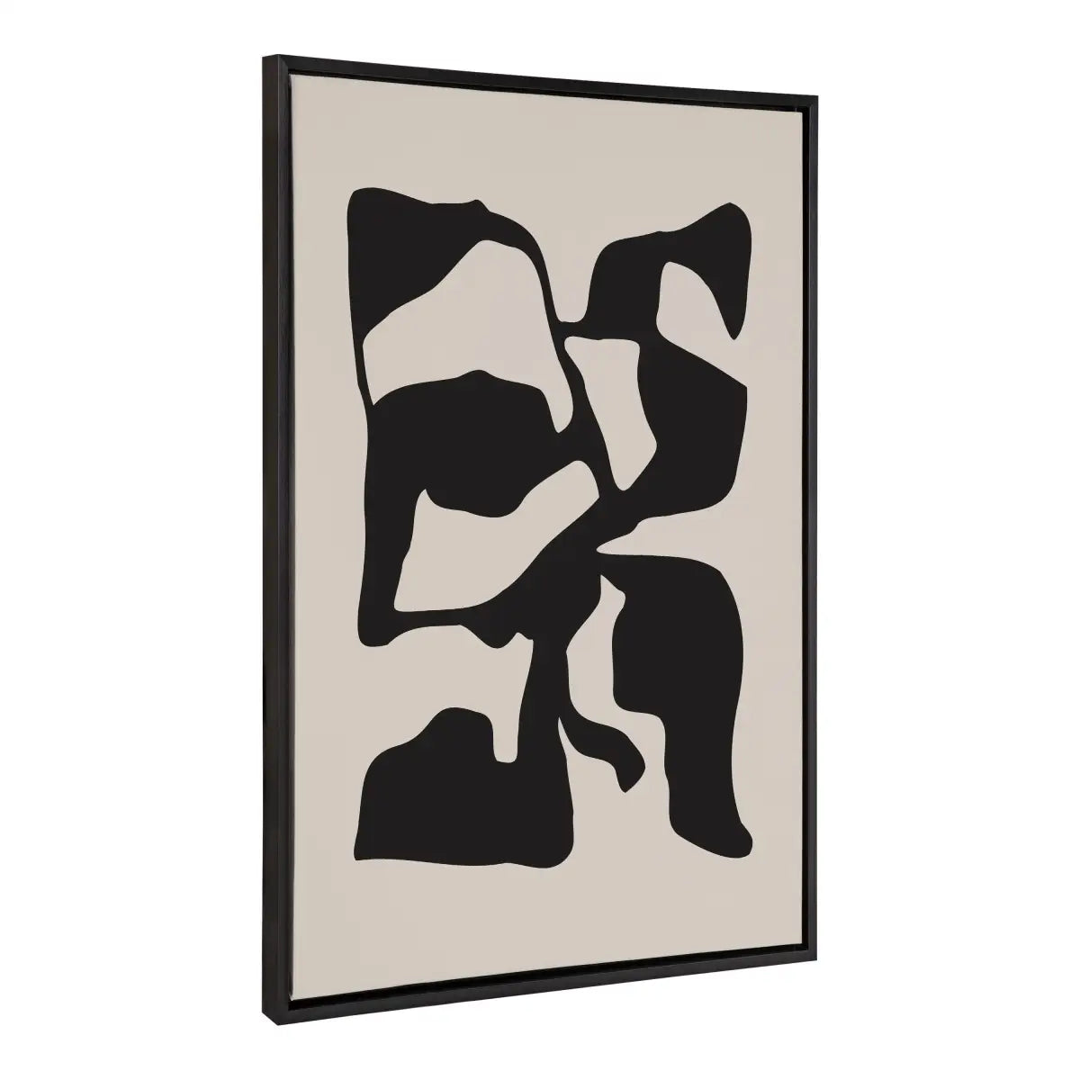 Framed Canvas - Distorted Shapes of Black and Tan - Black / 28x38 - kateandlaurel