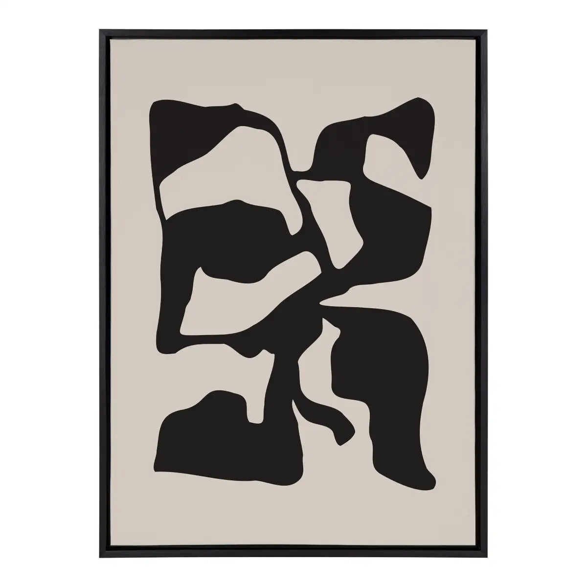Framed Canvas - Distorted Shapes of Black and Tan - kateandlaurel