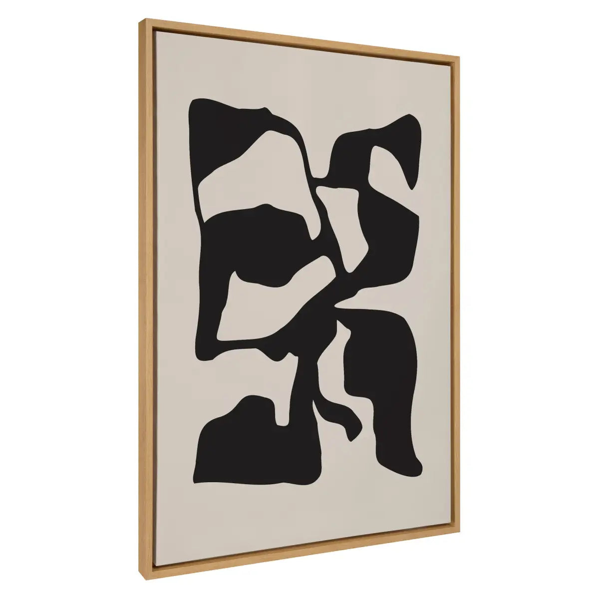 Framed Canvas - Distorted Shapes of Black and Tan - Natural / 31.5x41.5 - kateandlaurel