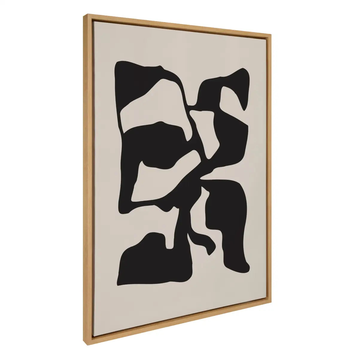 Framed Canvas - Distorted Shapes of Black and Tan - Natural / 28x38 - kateandlaurel