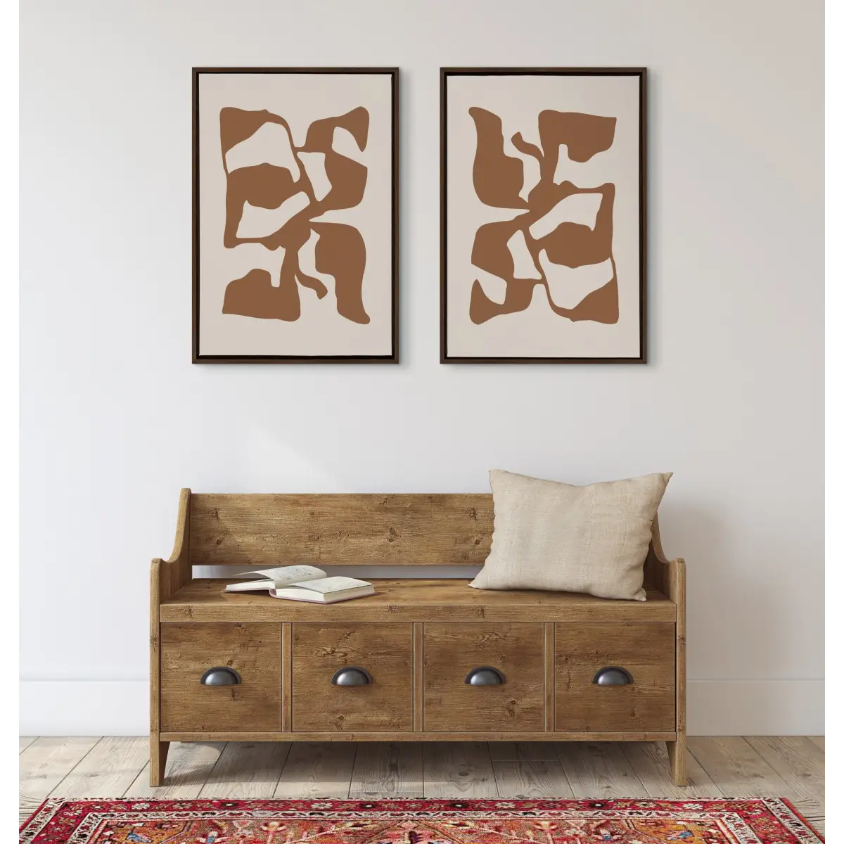 Framed Canvas - Distorted Shapes of Brown and Tan - kateandlaurel
