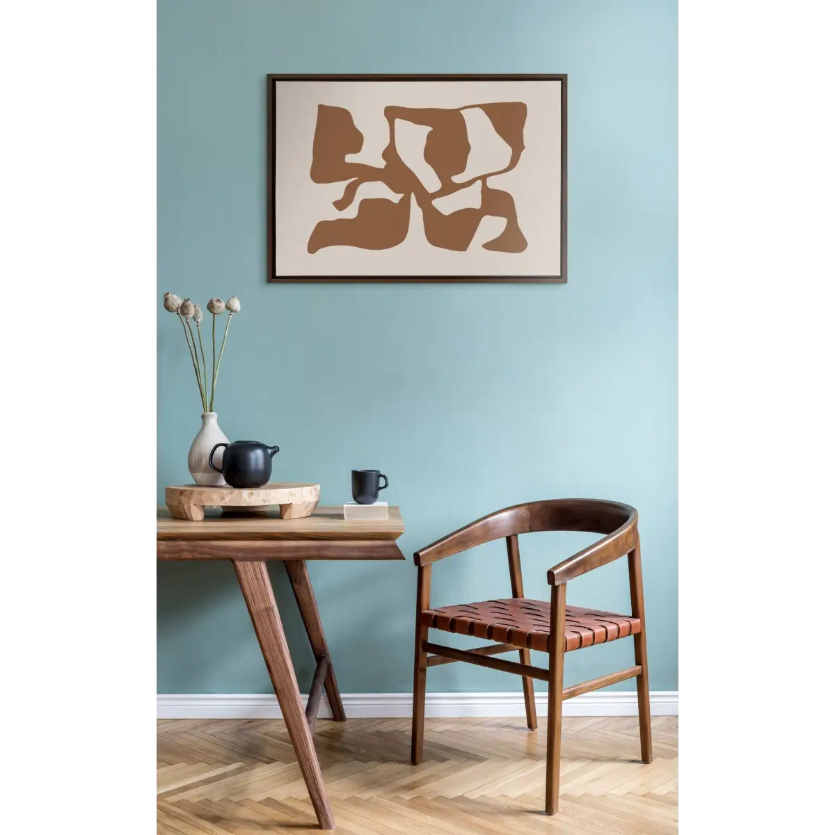 Framed Canvas - Distorted Shapes of Brown and Tan - kateandlaurel