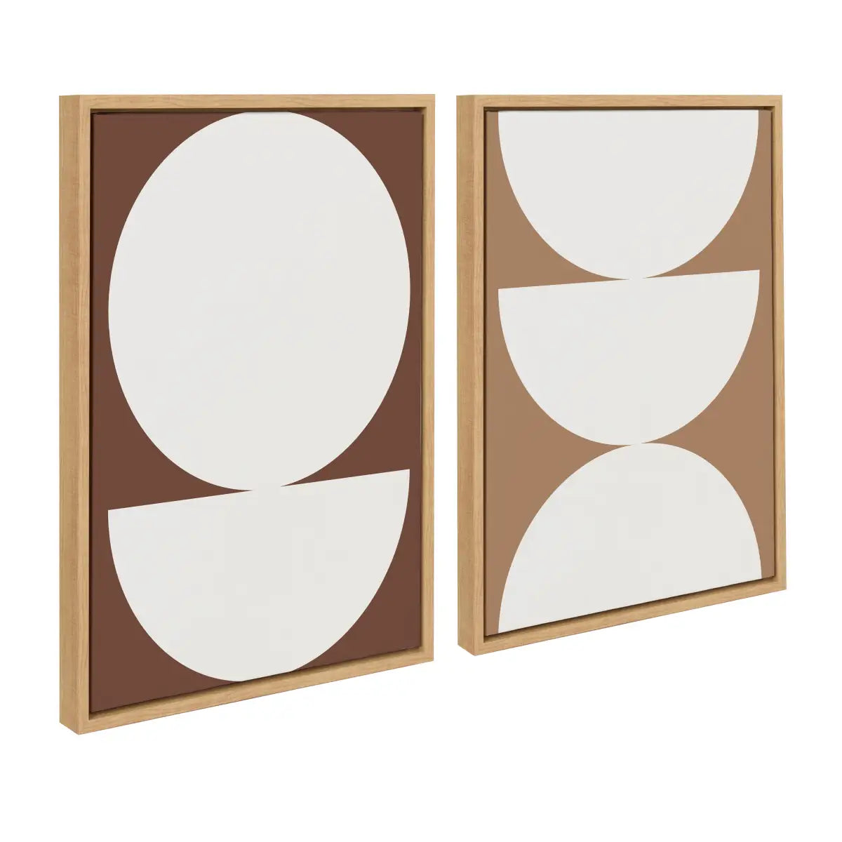 Framed Canvas - Earthy Boho Geometric Brown and Terra Cotta - Natural / 2 Piece 18x24 - kateandlaurel