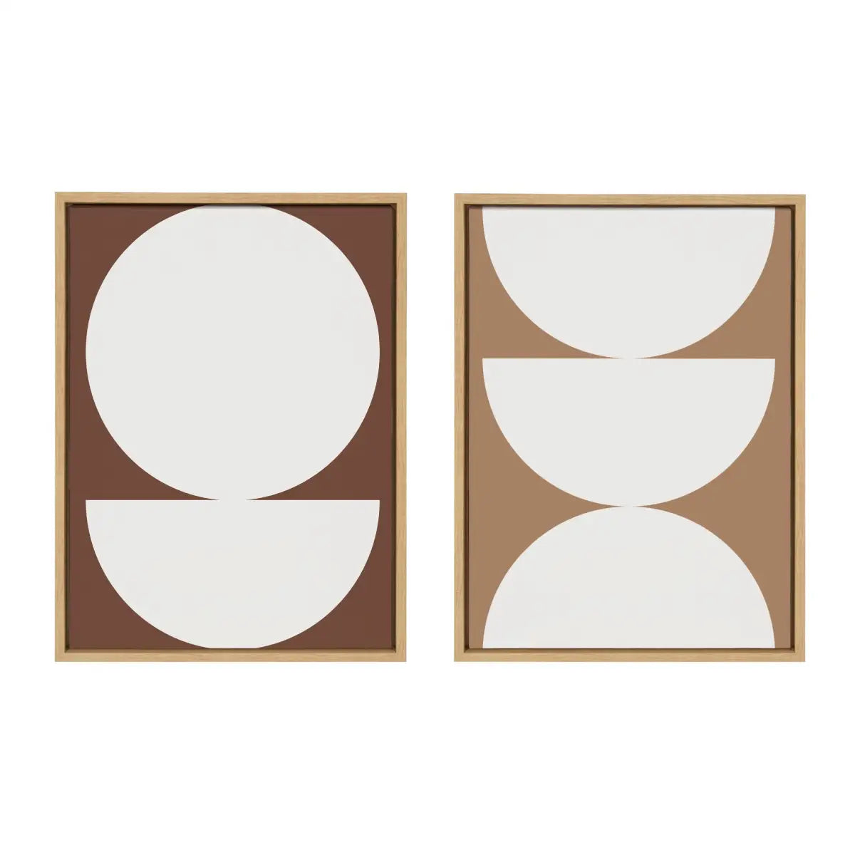 Framed Canvas - Earthy Boho Geometric Brown and Terra Cotta - Natural / 2 Piece 18x24 - kateandlaurel