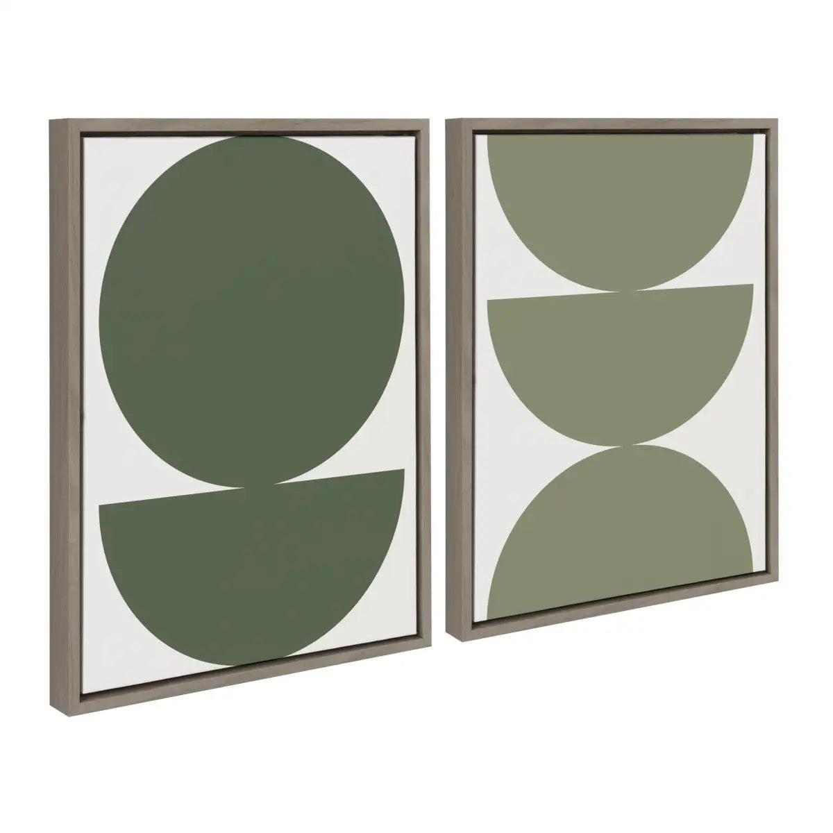 Framed Canvas - Earthy Boho Geometric - Olive Green and Earthy Boho - Gray / 2 Piece 18x24 - kateandlaurel